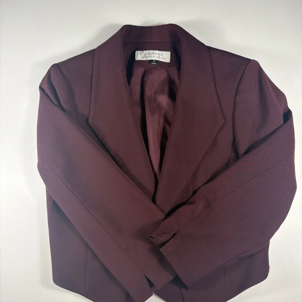 Tahari Arthur S. Levine Women's Burgundy Blazer Jacket Size 4 Career